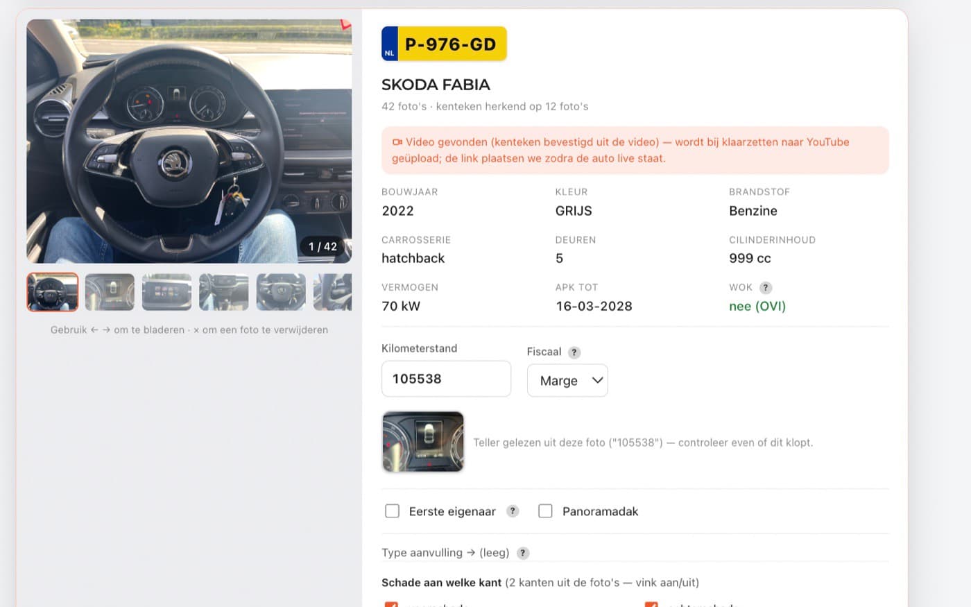 Automotive: AI leest de foto's uit en zet de advertentie kant-en-klaar
